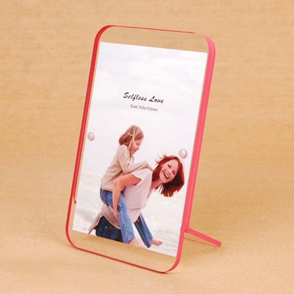 Fashion Free standing Acrylic Photo Picture Frames with Round Corner