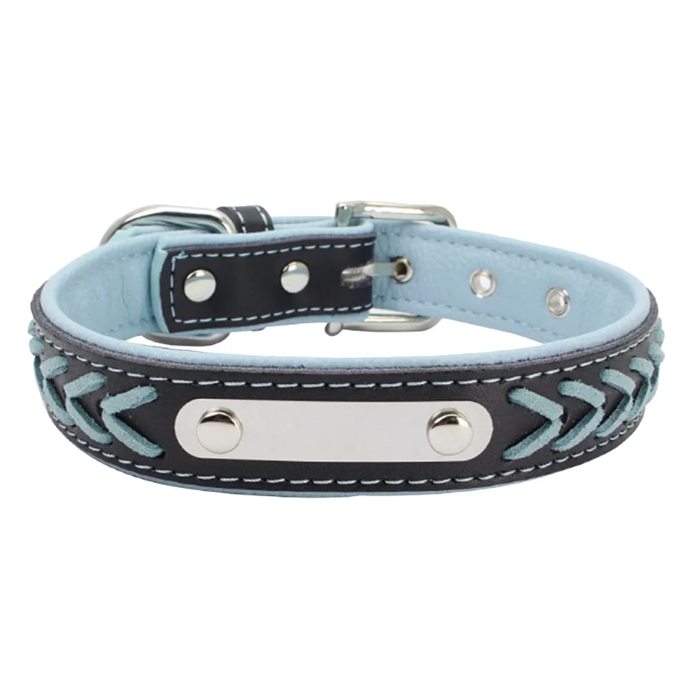 Woven leather dog chain stainless steel iron dog collar Rugged and