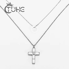 Классический Кристалл Крест кисточкой длинный, унисекс ожерелье для женщин Bijoux новая мода керамический крест круглые подвесные украшения ожерелье s кулон