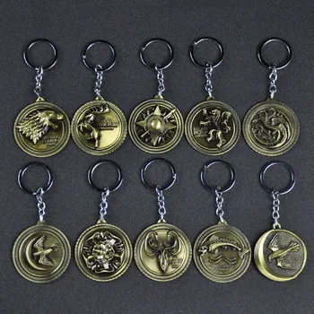 Movie Game of Thrones Iron Throne King Seat Family Badge Key buckle Model NIGHT KING Jon Snow Cosplay Props Figure Collectible