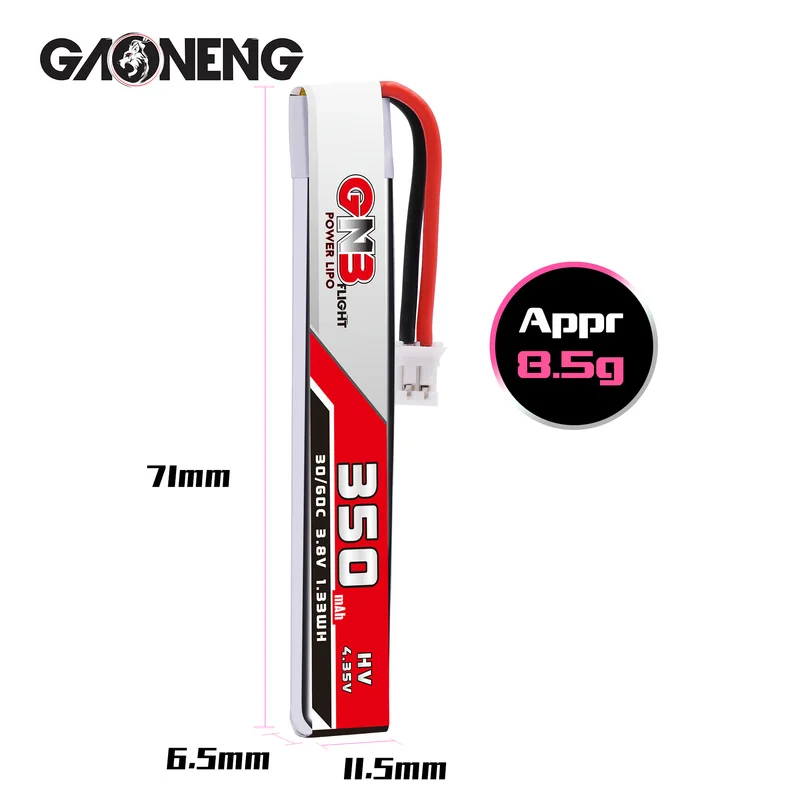 5 шт. GAONENG 350 мАч 1S 3 8 в 30C Lipo батарея PH2.0 разъем для US65 UK65 URUAV UR65 Mobula7 Snapper6/7/8 RC Whoop BetaFPV