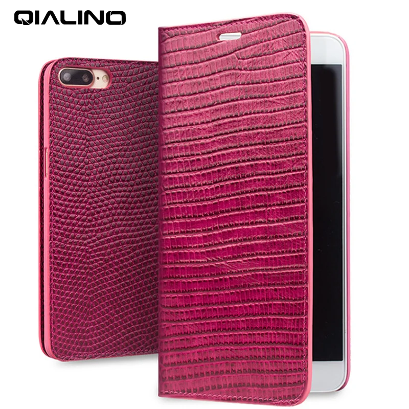 

QIALINO New Case for iPhone 7 Genuine Leather Fashion Women Flip Cover For iPhone 7 Plus Luxury Lady Handmade Cover 4.7/ 5.5