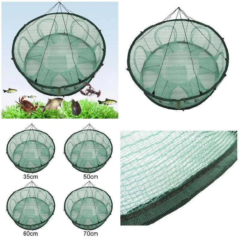 Automatic Fishing Net Trap Cage Round Shape Open For Crab Crayfish Lobster M3Z4