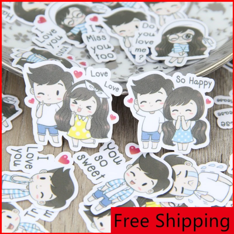 

40 pcs Sweet couple lovers Love couple personalized scrapbook Stickers scrapbooking material personalized sticker happy planner