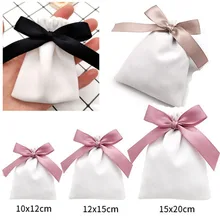 Velvet Ribbon Gift Bags Jewelry Sack 7x9cm 10x12cm 12x15cm pack of 50 Eyelashes Makeup Lipstick Drawstring Pouches