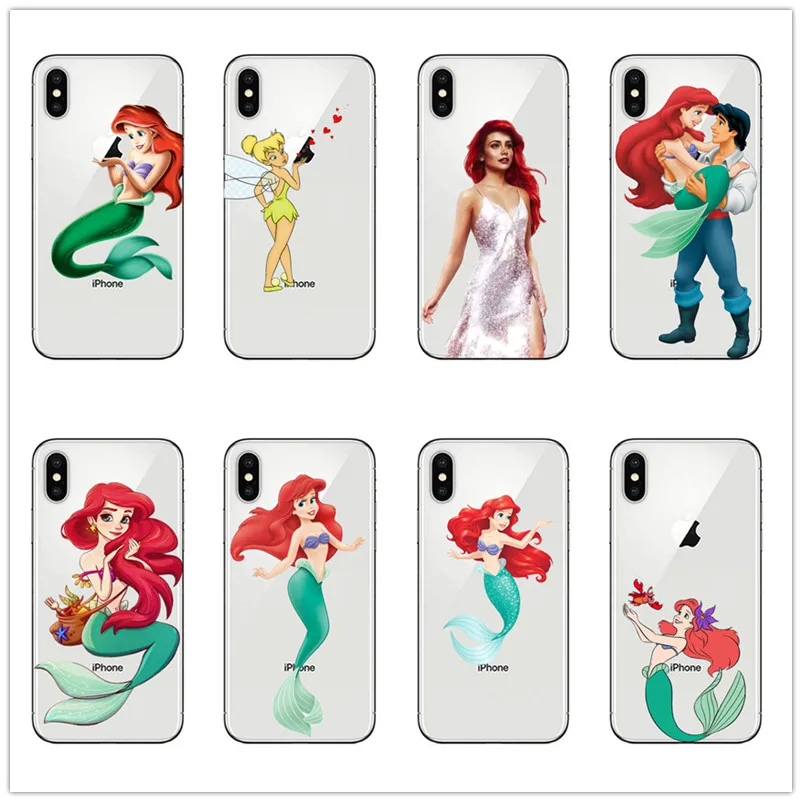 

Little Mermaid Ariel's Phone Case TPU For iPhone X XR 6 7 8 XS XS MAX 5 5S SE 6S PLUS Case fashion Girl Cute Cartoon Ariel Cover