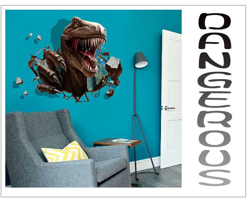 % Three-Dimensional Dinosaur Bedroom Wall Sticker Wall Decorations Living Room kids room Decoration 3D Stickers poster wallpaper