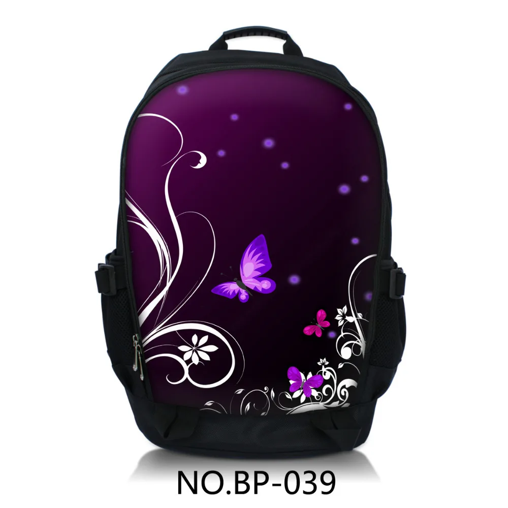 Purple Butterfly Laptop Bag Backpack School Book Backpack Travel Bag