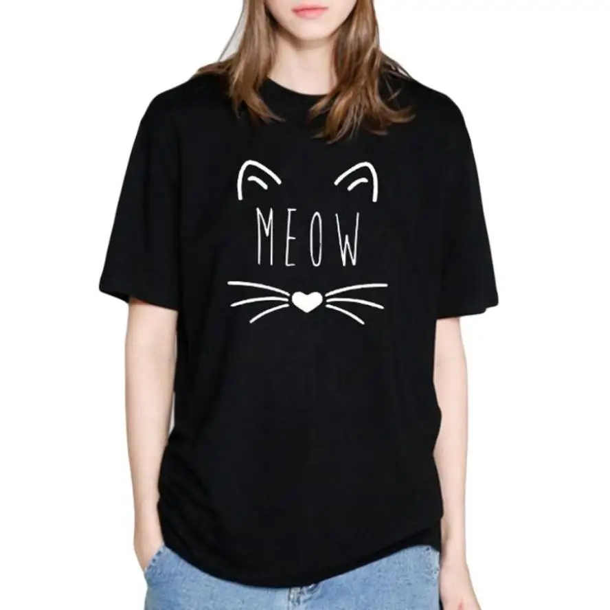 Buy Womens Lovely Cartoon Cat Print T Shirt Fashion