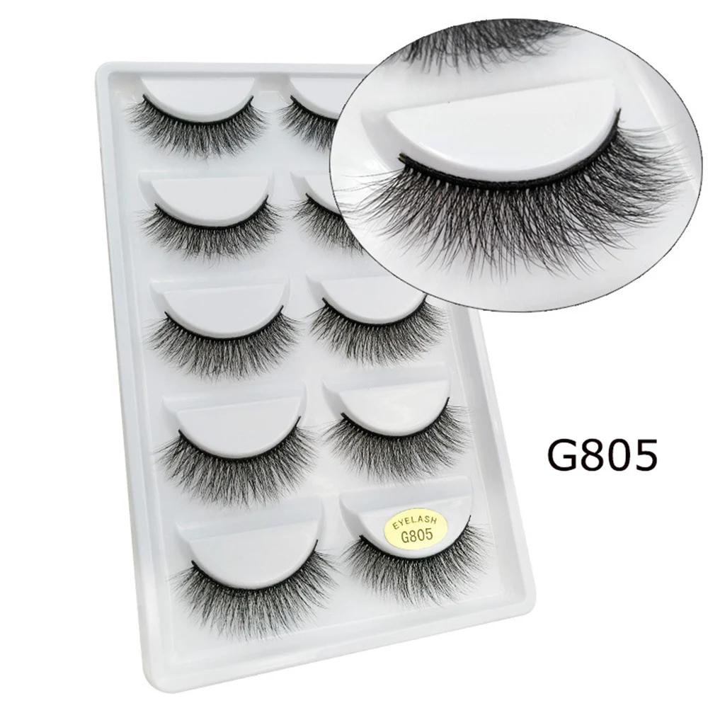 

5 Pairs/Box 3D 100% Mink lashes Thick real mink false eyelashes natural for Beauty Makeup Extension fake Eyelashes false lashes