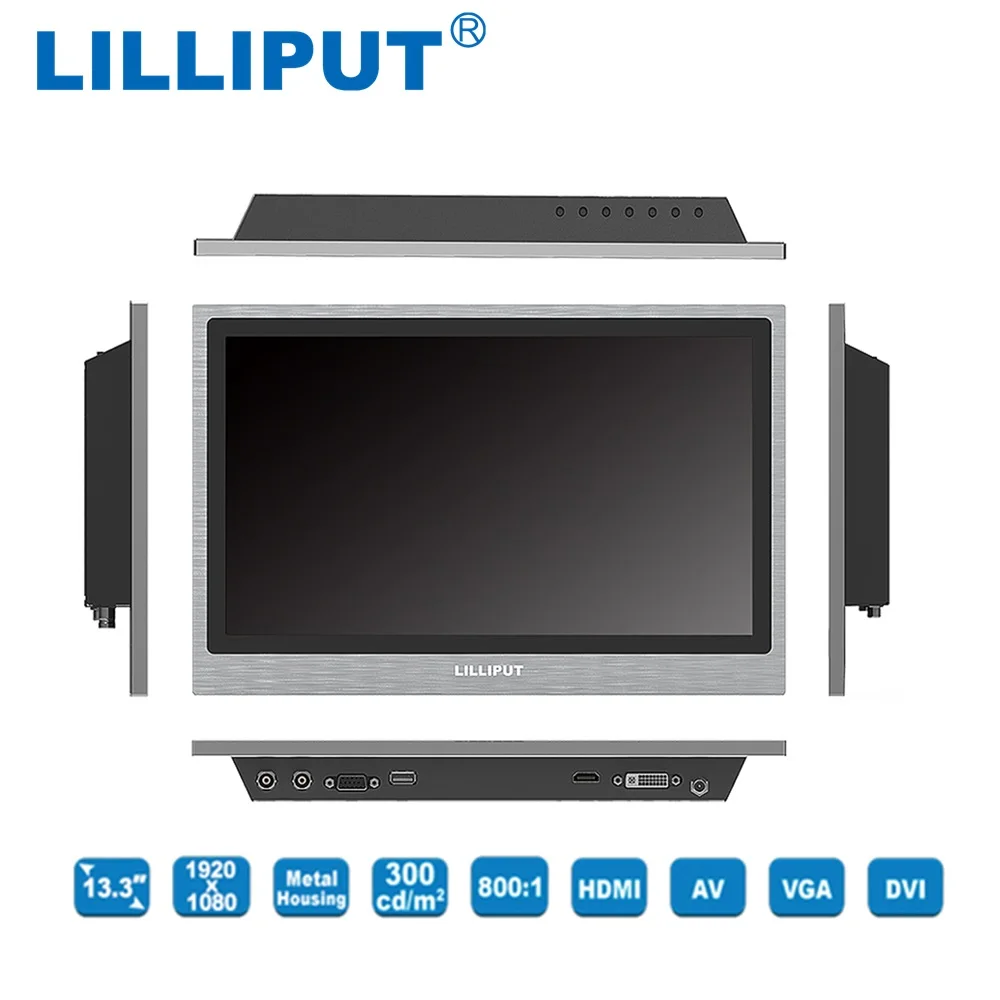 13.3 inch LED Displays Lilliput TK1330-NP/C/T Full HD Industrial Capacitive Touch Monitor with HDMI, VGA, DVI & A/V inputs,