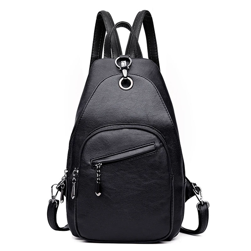 Женские кожаные рюкзаки, винтажный рюкзак на грудь, Женский дизайнерский брендовый рюкзак для девочек, рюкзак для девушек - Цвет: black backpacks