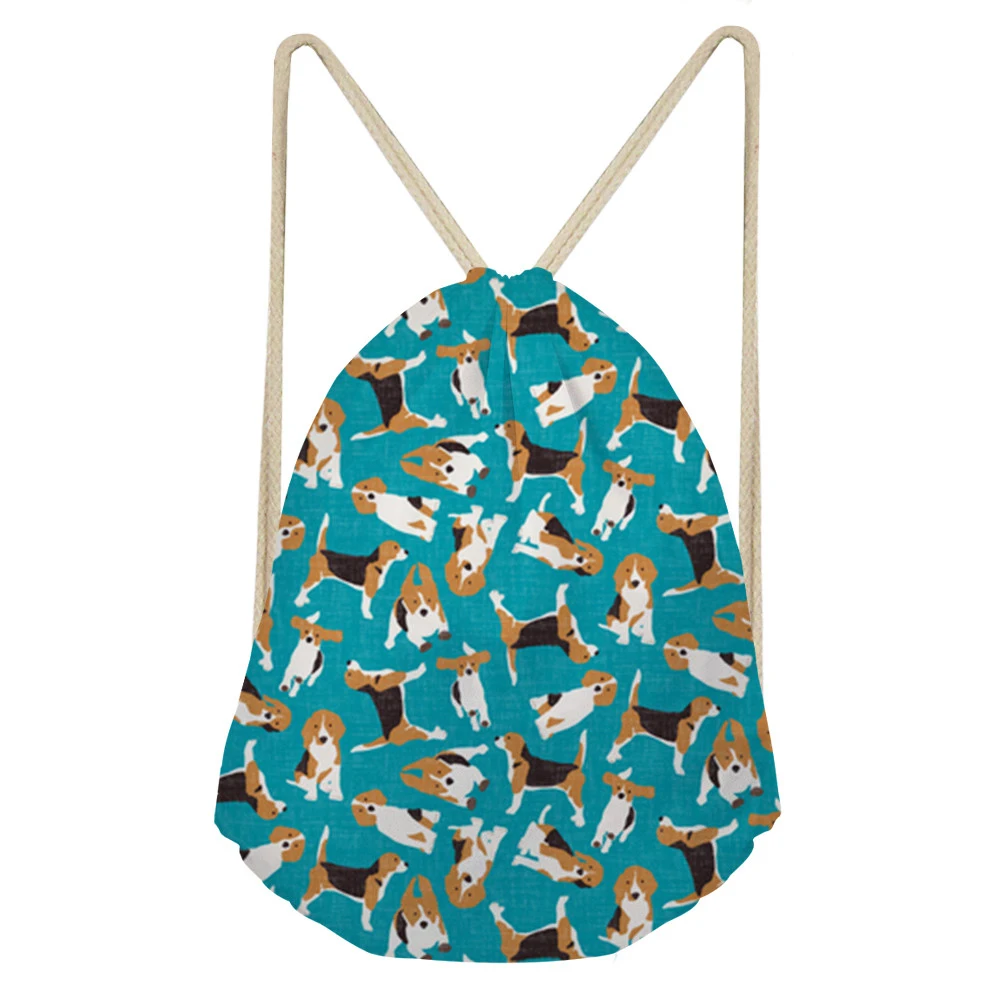 NOISYDESIGNS Drawstring Bag Women s Backpack Beagles Pet Dog Printing Backpacks for Girls Small Travel Storage