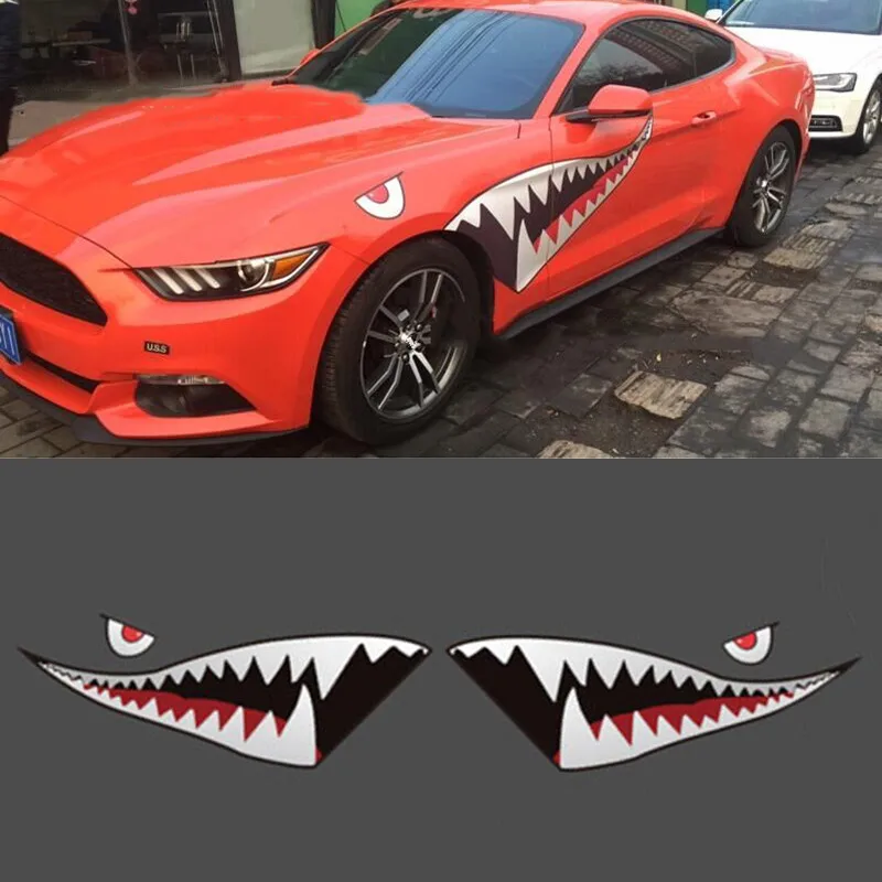 

Length 150CM x 50CM Car Shark Sticker DIY Funny Complete Shark Mouth Tooth Teeth Vinyl Waterproof Car Styling Decal Sticker