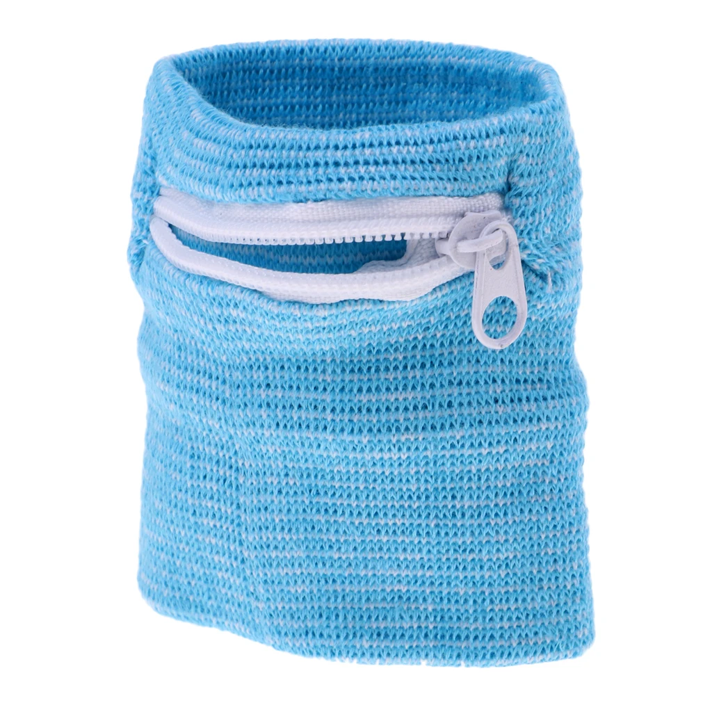 7-8 cm Lightweight Soft Outdoor Sports Wrist Band Zipper Storage Pocket Wallet Wrist Strap Multi Colors