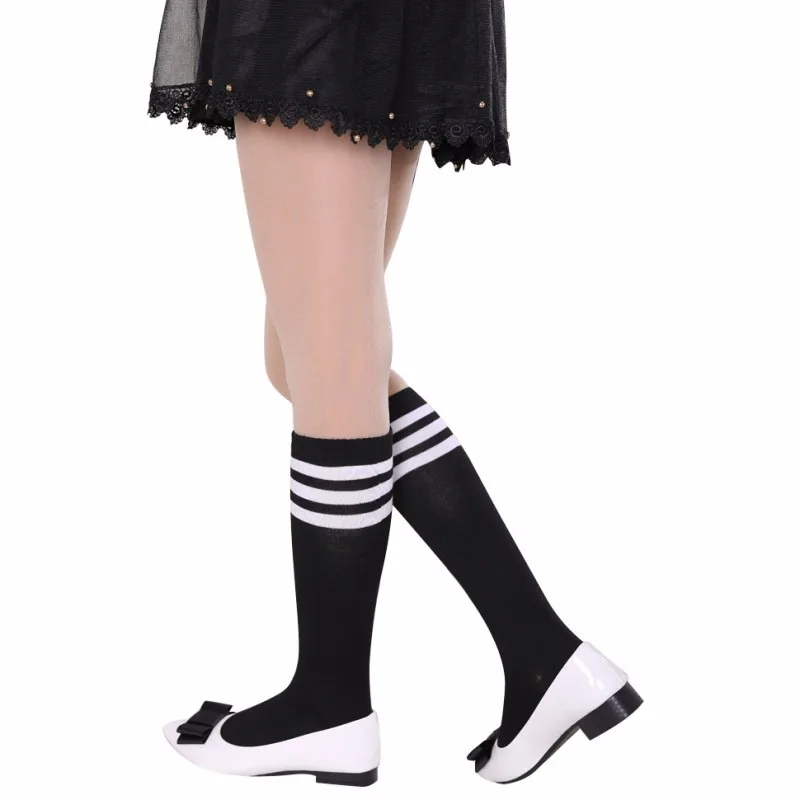 Новый Пикантные ботфорты Для женщин девочек о гетры высокие длинные полосатые модные чулки милые дамы студенческий городок Стиль носки W2