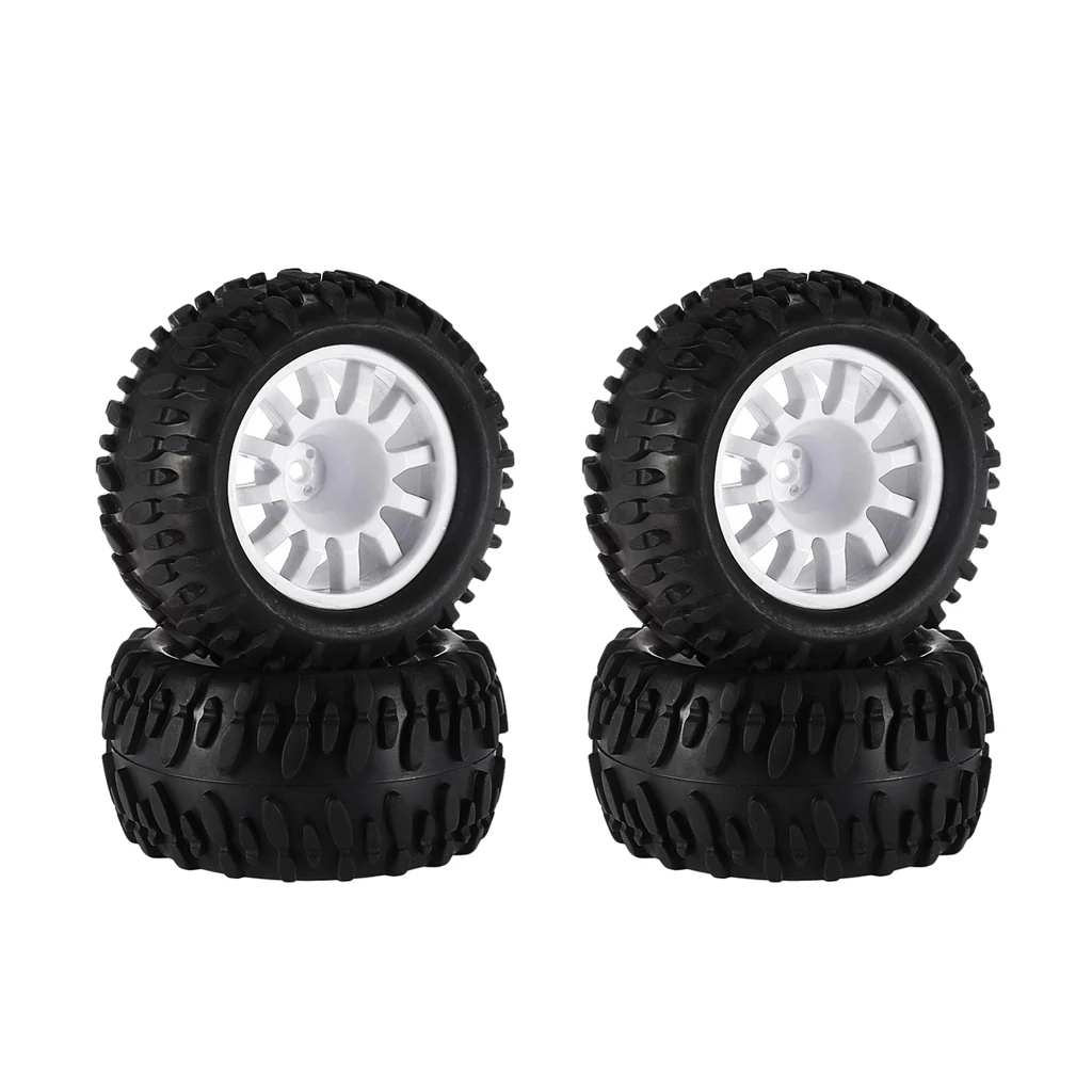 4x Rubber Tires Wheel Rim Tires for 1/16 RC HSP HPI ZD Racing Wltoys Monster Truck