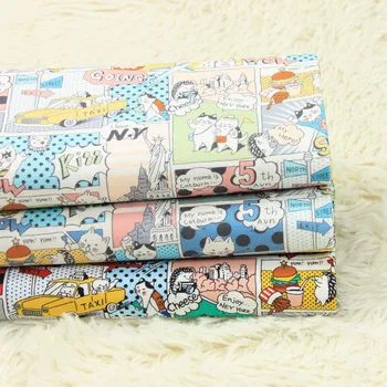 

Half yard thicken cotton fabric with cartoon animation wind cat print, handmade DIY bag cloth 100% cotton B322