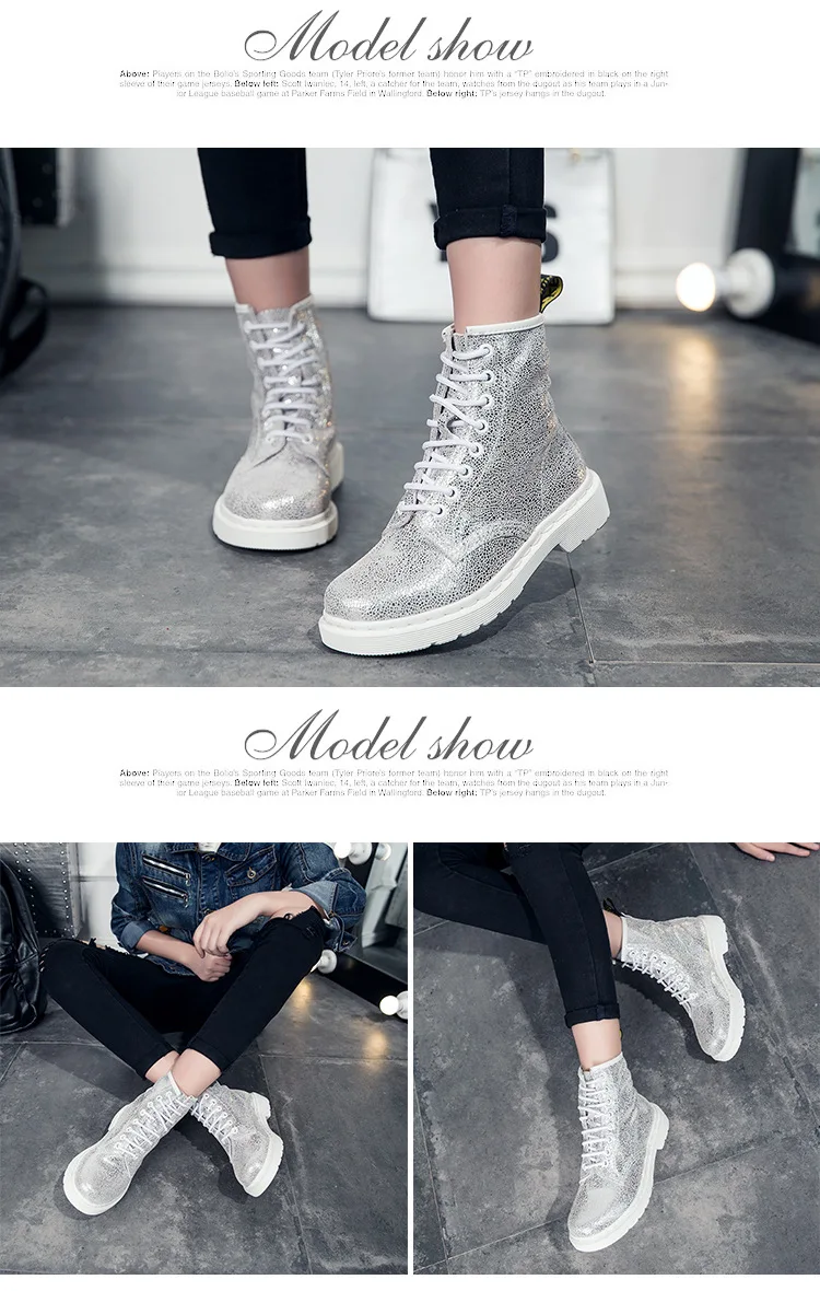 SWONCO martin boots women shoes genuine leather high top white sneakers platform ankle boots for women platform boot 41 44