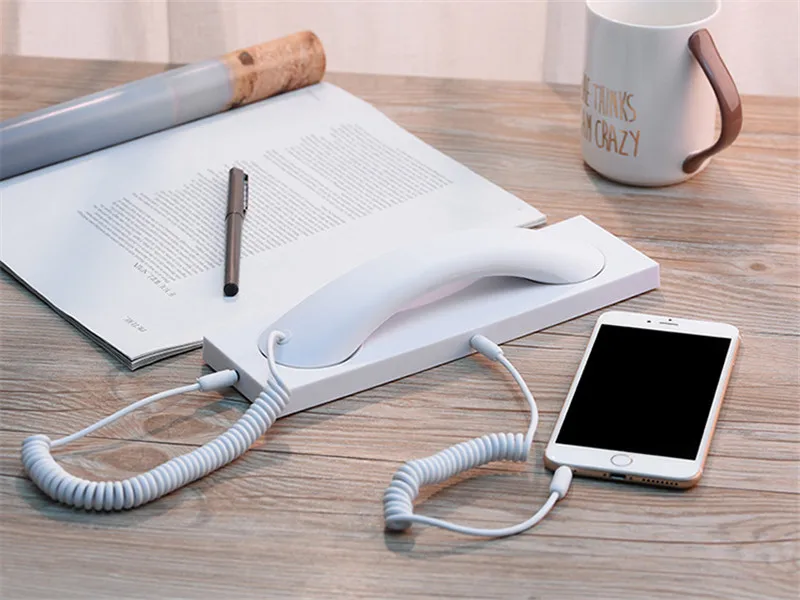

2022 Fashion Retro Phone handset with Base headset 3.5mm PC Comtuper microphone prevention radiation for iphone 8 7 6 5 4