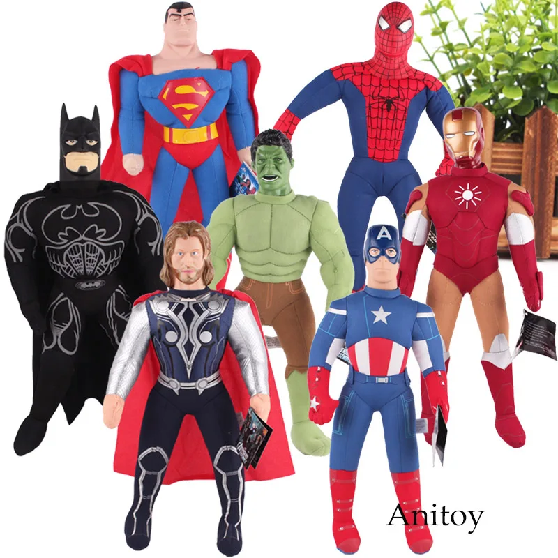 

Marvel Toys Superman Spiderman Thor Iron Man Captain American Batman Superman Plush Toys Soft Stuffed Dolls Kids