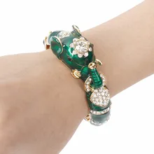 Bella Fashion 3 Colors Enamel Elephant Animal Bangle Austrian Crystal Bracelets & Bangles Gold Tone For Women Party Jewelry Gift