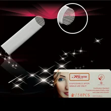 50pcs/box Curved 16 Pin U shape Needle Diameter 0.25mm Permanent Eyebrow Makeup Needle Blades 3D Manual Embroidery