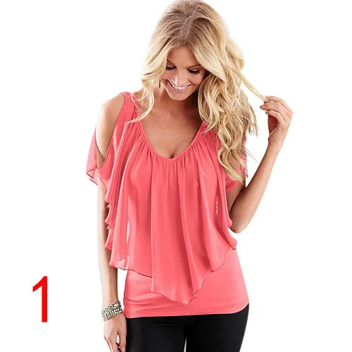 

J26801 Summer Chiffon Shirt V Neck Solid Color Sleevess Office Lady Work Casual Shirts