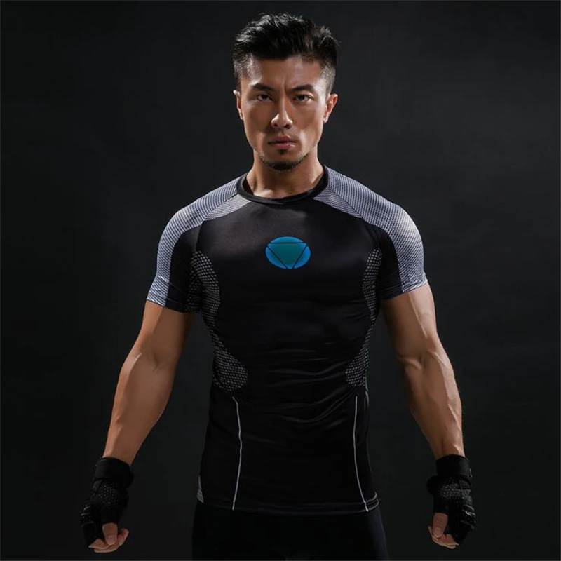 

3D Short Sleeve T Shirt Men T-Shirt Male Crossfit Tee Captain America Superman tshirt Men Fitness Compression Shirt BJJ MMA tops