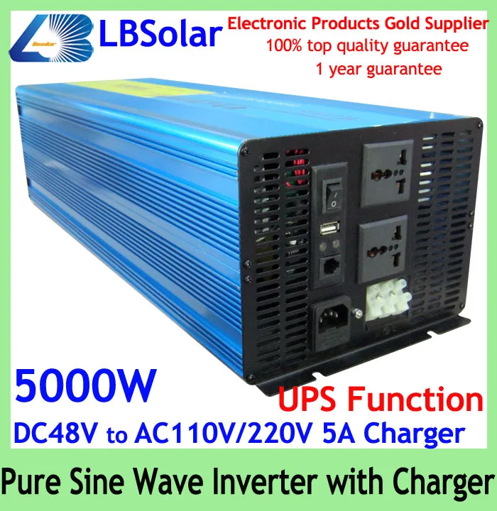 LBSolar 5000W Solar Inverter with 5A Charger DC 48V to AC 110V or 220V