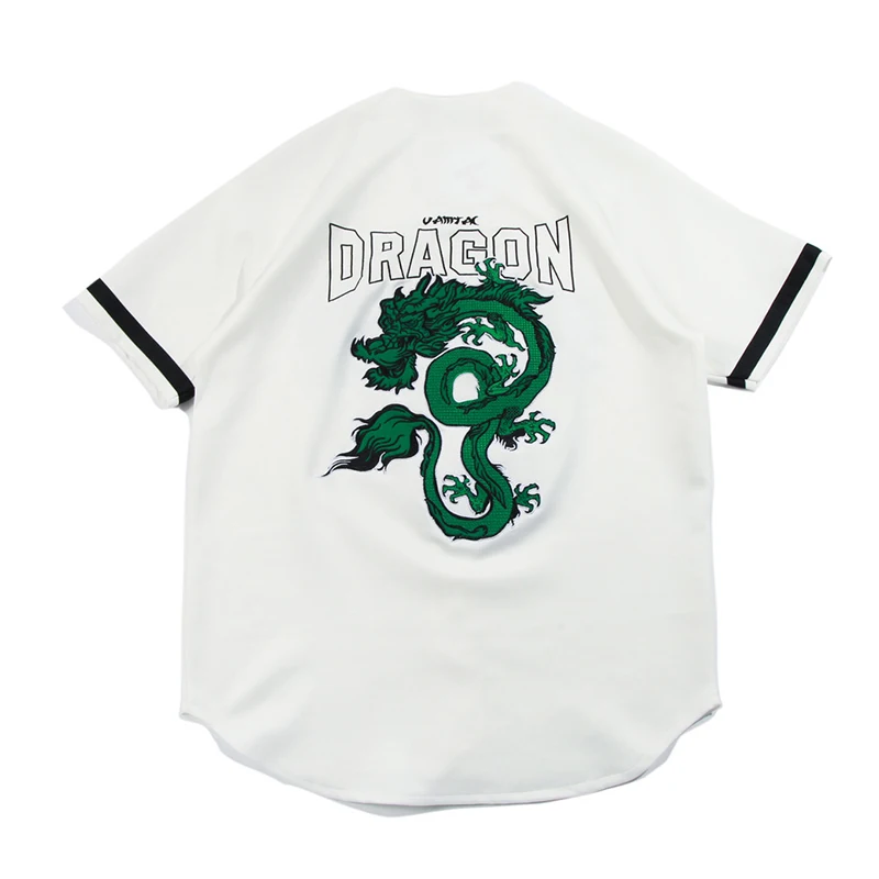 

April MOMO 2019 Chinese Green Dragon Shirt Hip Hop Streetwear Mens Embroidery Shirt Retro Vintage Harajuku Tops Shirts Outwear
