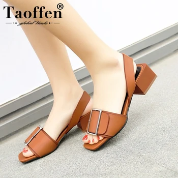 

TAOFFEN Brand Shoes Women New Spring Summer Shoes Fashion Buckle Square Heels Dating Casual Sandals Fanshion Shoes Size 34-43