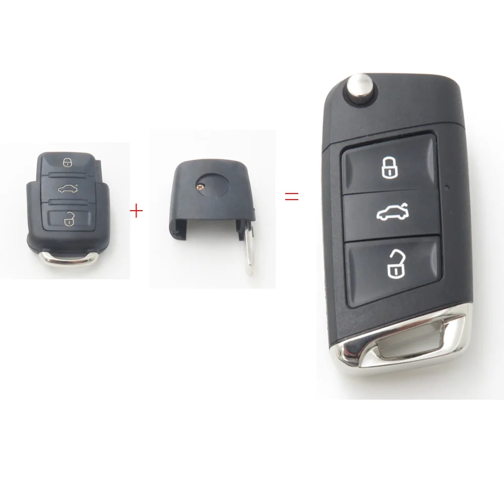 Xinyuexin Модифицированная откидная оболочка ключа дистанционного управления чехол FOB для VW Jetta Golf Passat 3 кнопки дистанционного ключа изменение на стиль без логотипа