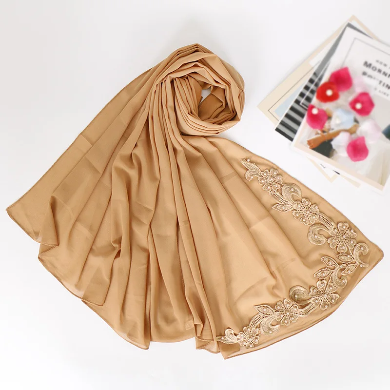 NEW women bubble chiffon solid color muslim head scarf shawls and wraps pashmina bandana female foulard soft hijab stores - Цвет: 6