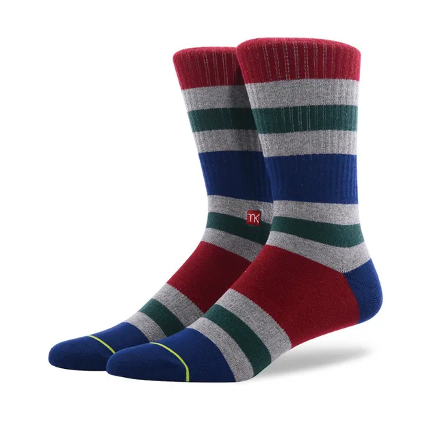 PEONFLY Men Socks Thick Reinforced Heels&Toes Striped Fall Winter Warm