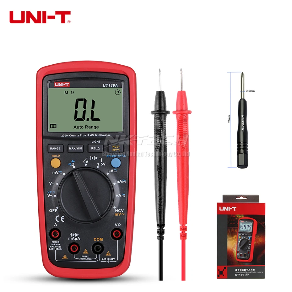 UNI-T UT139C UT139B UT139C Digital Multimeter Auto Range True RMS Meter Handheld Tester 6000 Count Temperature+original box - Цвет: UT139A Battery Test