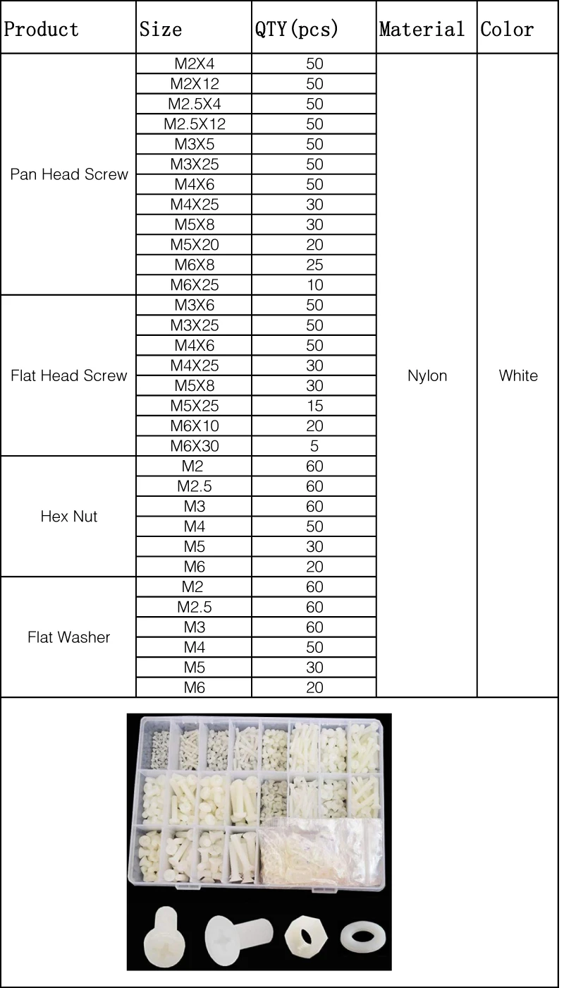 M2 M3 M4 M5 M6 белый нейлон плоских головок машина Винт Крест утопленные резьба пластик Круглый потайной набор ассортимента болтов набор