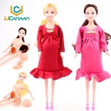 UCanaan New Educational Real Pregnant Doll Suits Mom Doll Have A Baby in Her Tummy Best Friend Play with Girls Toys Best Gift