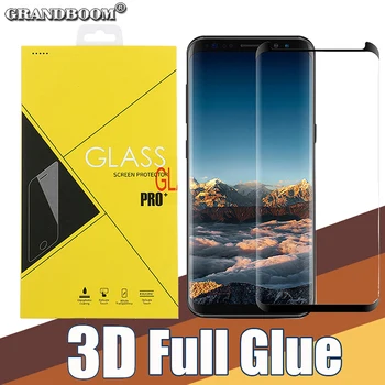 

50pcs 3D Curved Full Glue Tempered Glass For Samsung Galaxy S20 Ultra S10 5G S9 S8 Note 10 Plus 9 Screen Protector Yellow Box