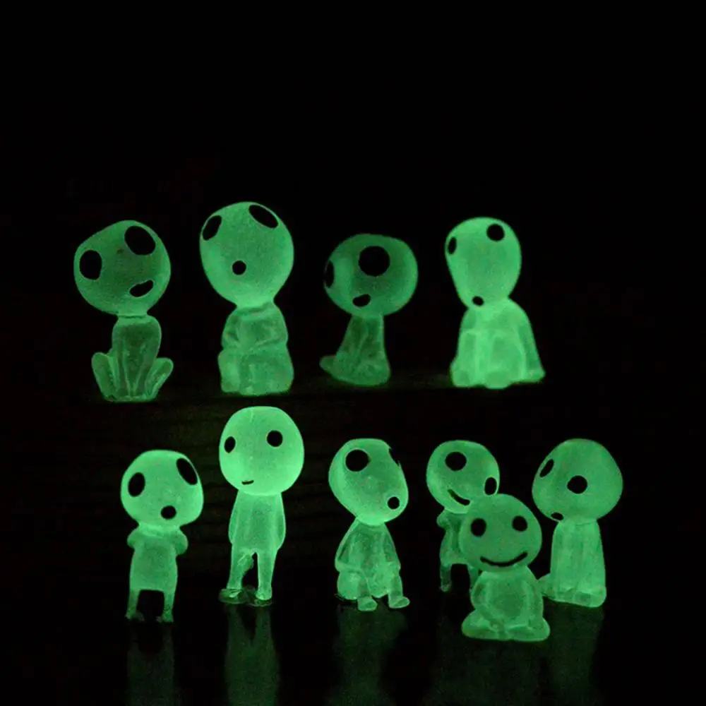 

Set 10PCS Glow in Dark Tree Elf Luminous Princess Mononoke Action Anime Figures for Micro Garden Bonsai Pot Decor Kid Gifts Toys