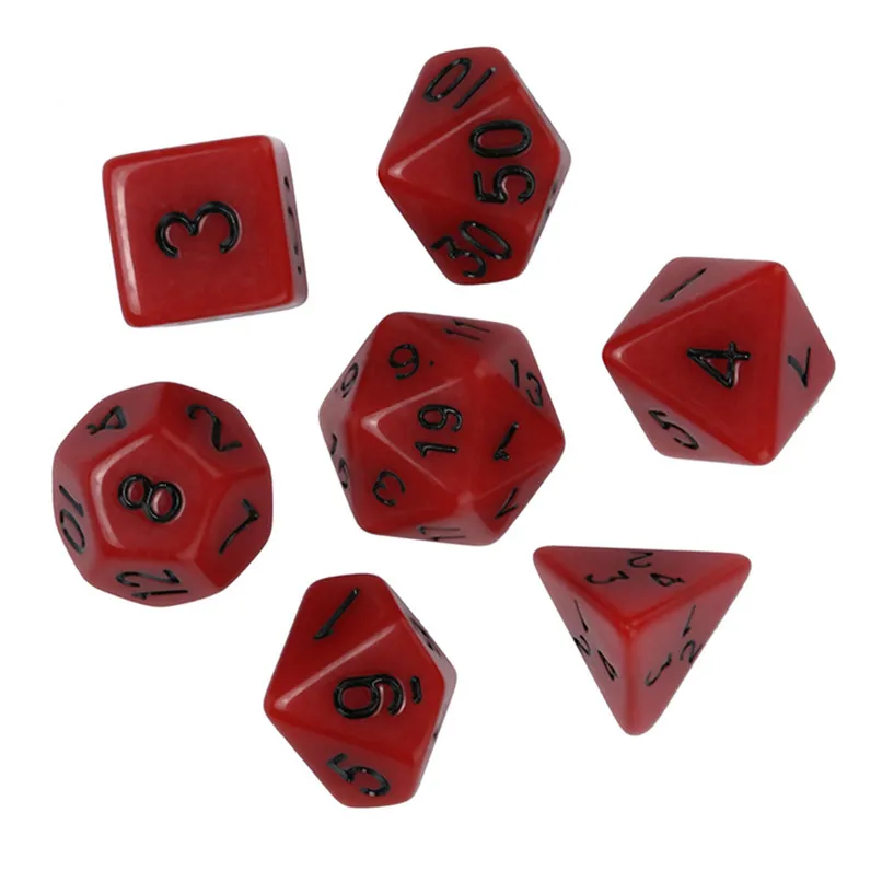 

7pcs Red Polyhedral Dice Digital Dice Game Polyhedral D4-D20 Multi Sided Acrylic Dice #2o25