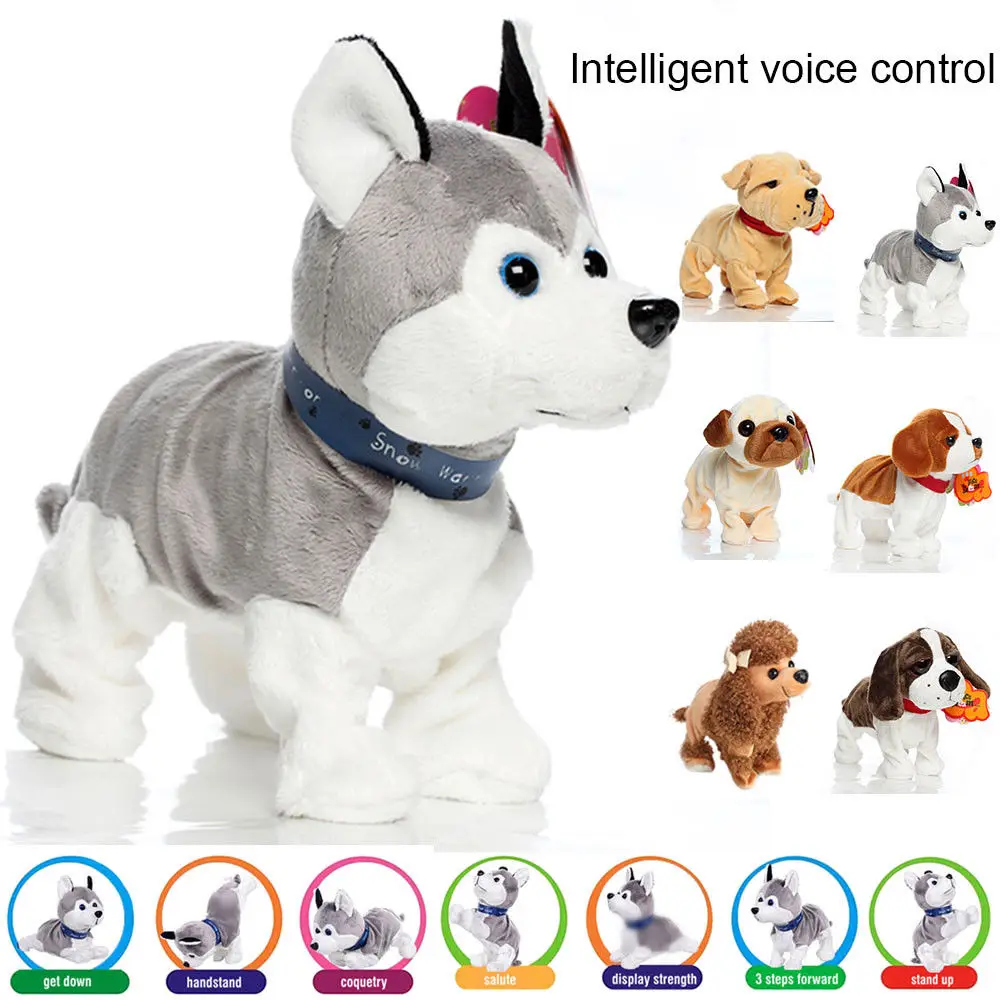 Звуковое управление электронные собаки интерактивные электронные домашние животные робот собака лай стенд прогулки электронные игрушки