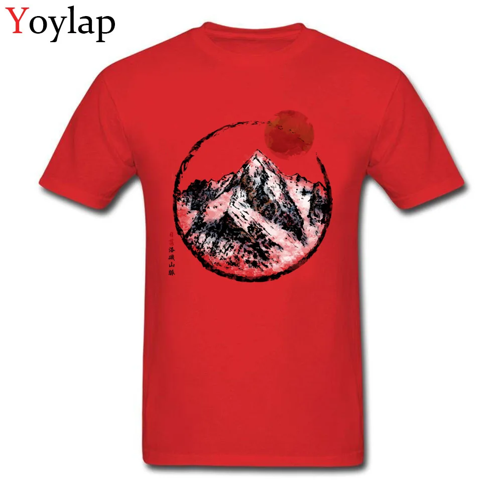 Mens T-shirts 2017 New Fashion Family Tops Shirt Summer Fall 100% Cotton O-Neck Classic Sunset in Rocky Mountain Sweatshirts red
