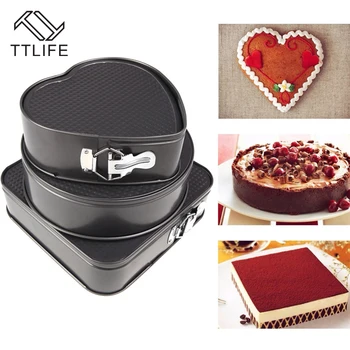 

TTLIFE 3 Sets Non-stick Round Heart Square Shape Baking Tools Cake Mold Springform Pans Cake Bake Mould Bakeware Pastry Tools