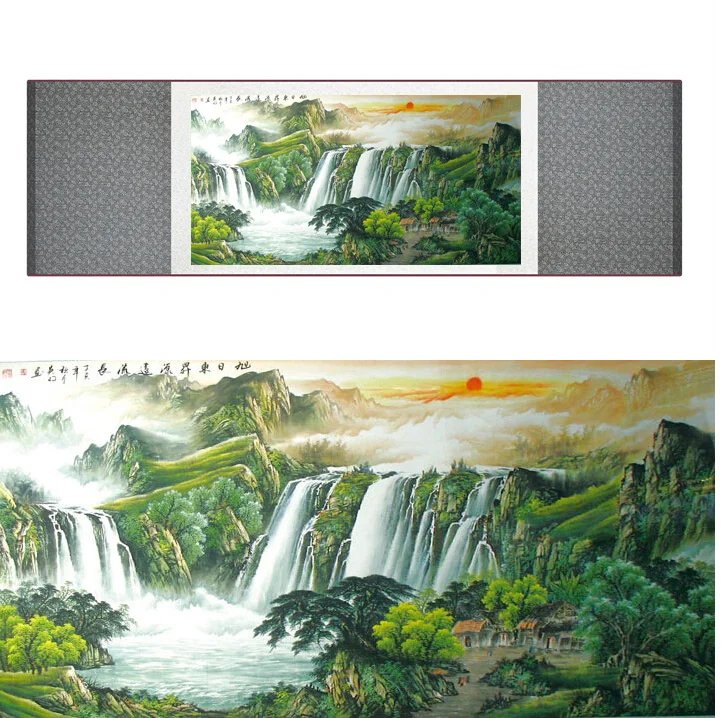 

Mountain and River art painting Chinese traditional landscape mountain and river painting Chinese Wash painting