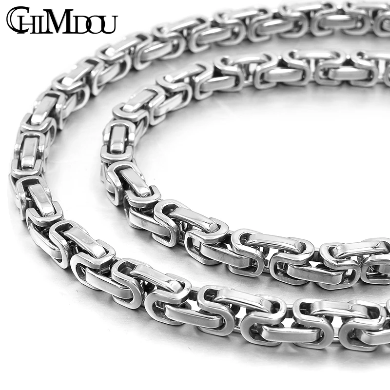 

CHIMDOU Man Gothic Punk Rock Style Fashion Stainless Steel Mini Cool Byzantine Necklace Link Chain Men's Jewelry