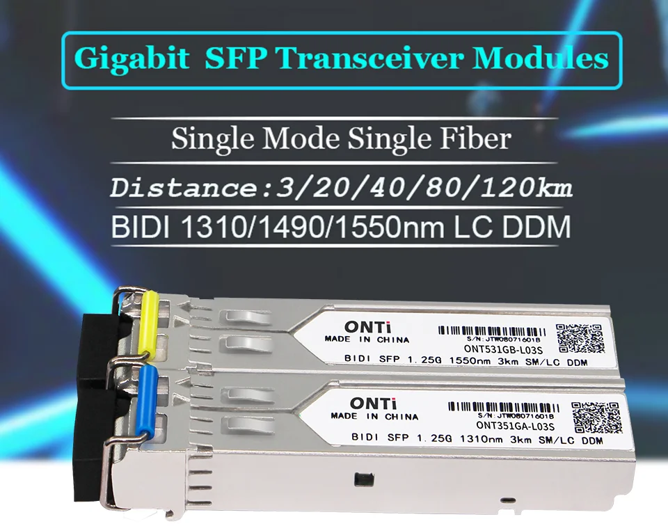 1 пара Gigabit модулем программирования в производственных условиях SM LC 3/20/40/80 км 1,25G Bidi одномодовый волоконно-оптический трансивер совместим с Cisco переключатель