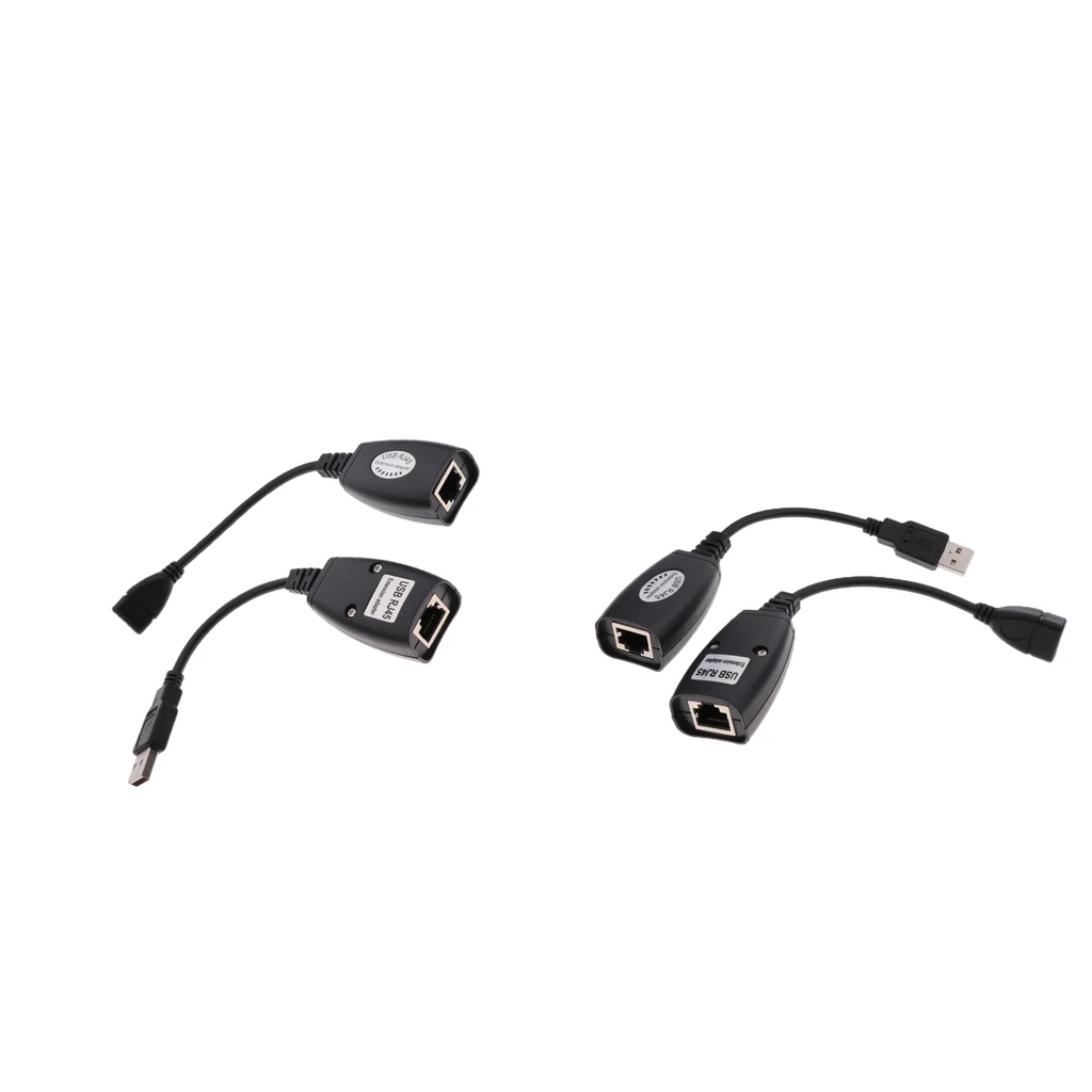 2Pair USB2.0 to RJ45 Lan Extension Cable Network Extender Adapter Amplifier 