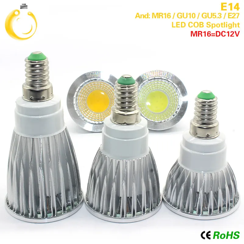 

10PCS/Lot GU10 Led Dimmable Bulbs E27 E14 MR16 DC12V LED COB Spotlight 9W 12W 15W Spot Light Bulb High Power lamp AC 85-265V