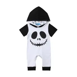 Одежда для новорожденных мальчиков на Хэллоуин; комбинезон с капюшоном; комбинезон с короткими рукавами; пляжный костюм
